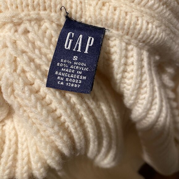 Gap Hooded Sweater Cardigan Cream Ribbed Knit Tassel Tie Size Small‎ - Picture 2 of 6